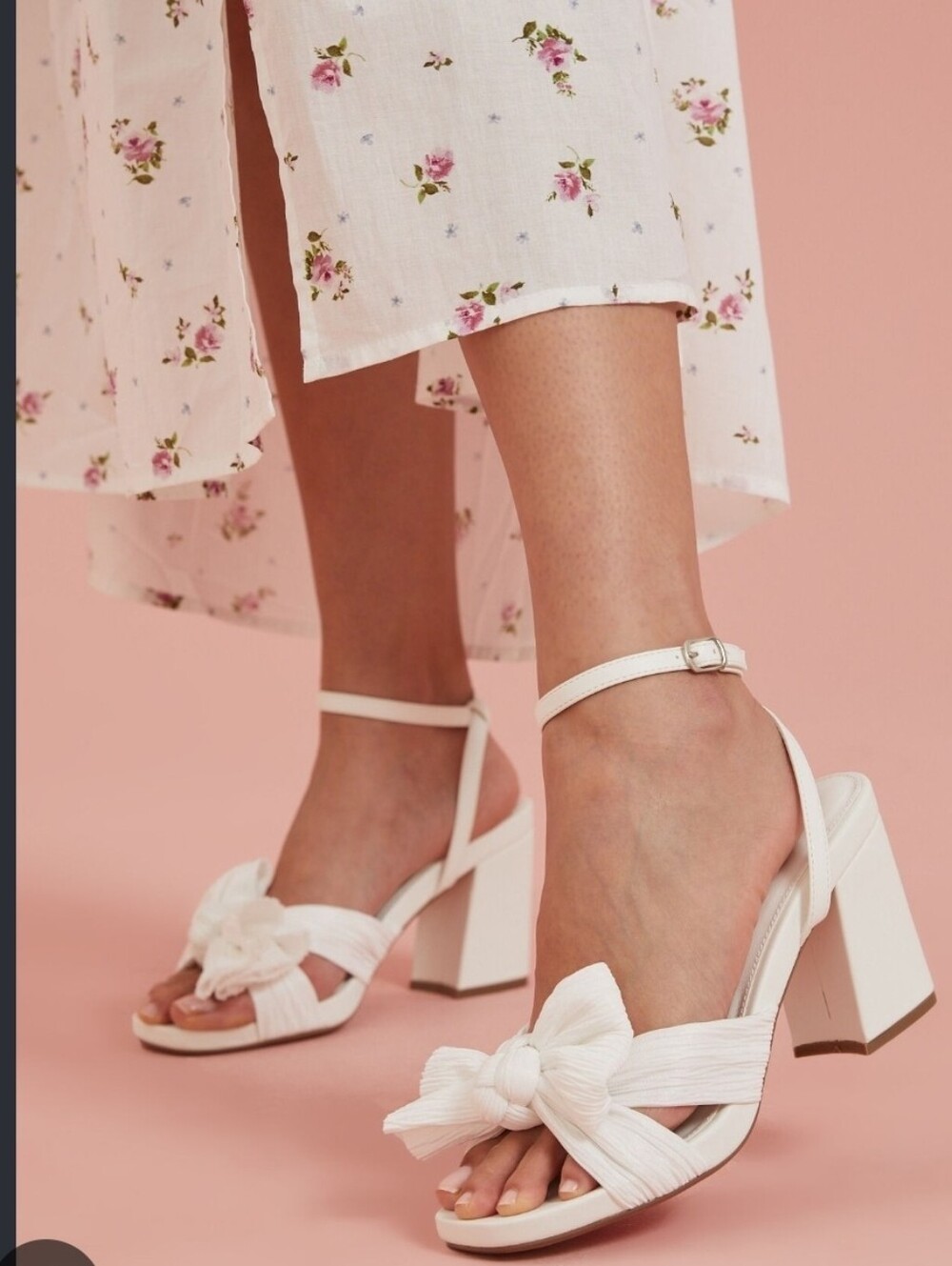Altar'd State White Bow Sandals Womens 10 Strappy Block Heel New